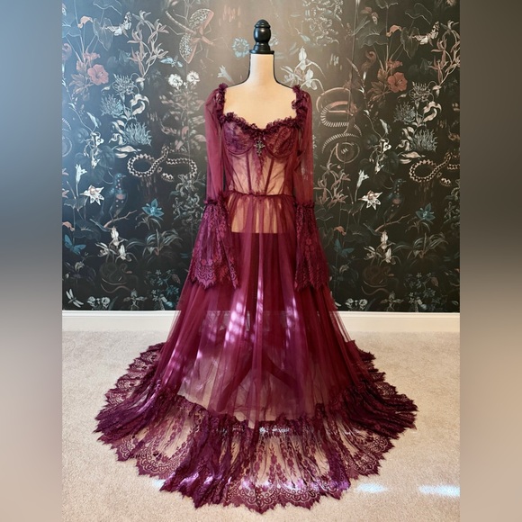 Dolls Kill Halloween Vampire Dress Widow Burgundy Red Gothic Dress Size XXL - Picture 3 of 8